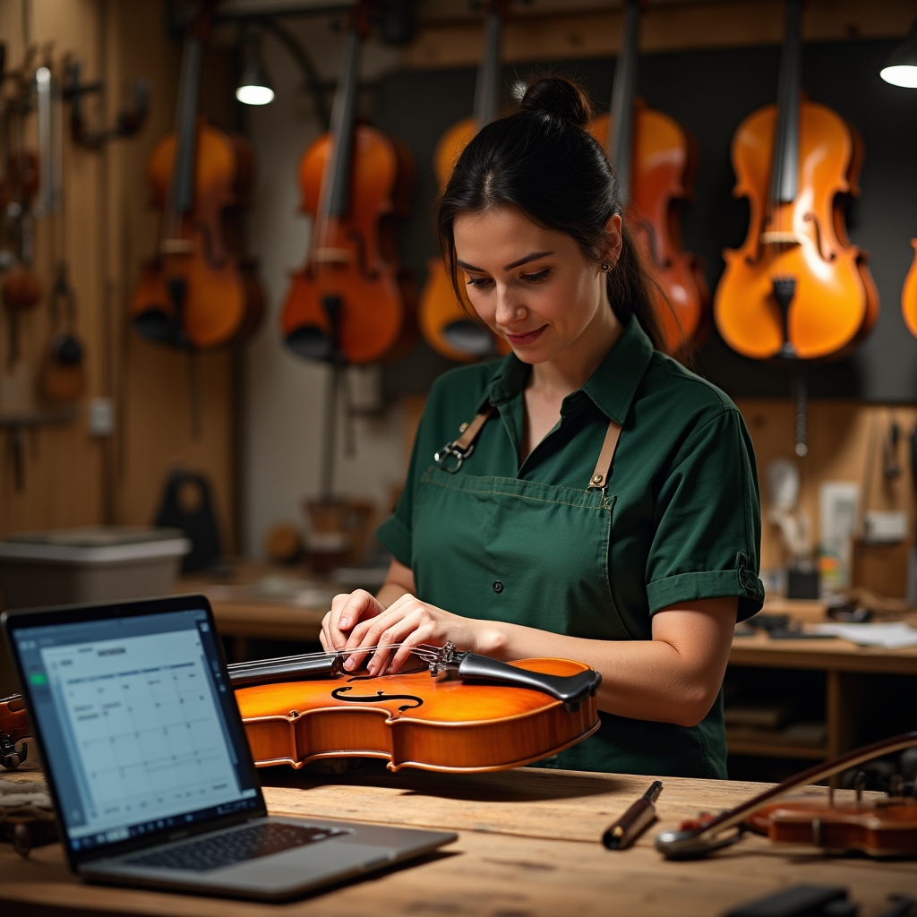 Schermata di prenotazione riparazioni e setup liuteria